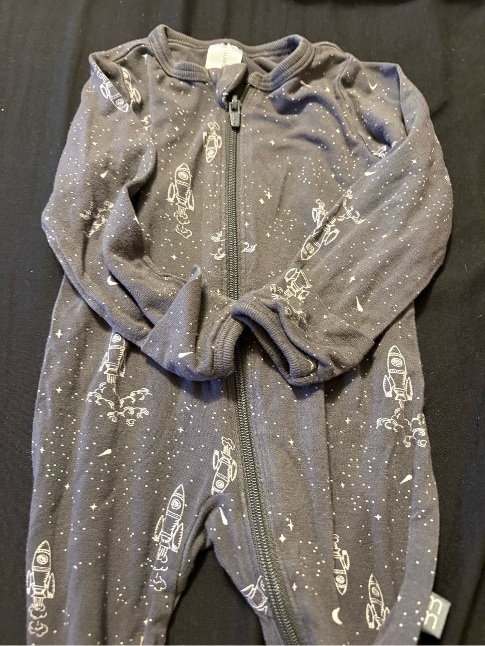 BAMBOO Gray One-Piece with White Rocket Print